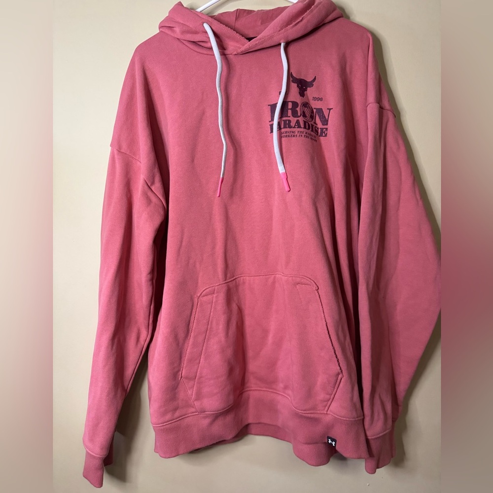 XL Under Armour The Rock Iron Paradise coral colored hoodie